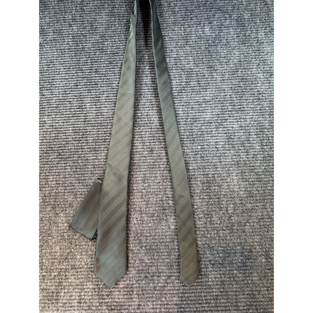 Brand Q Luxury Tie Green Gold Striped Micro-Fiber Necktie w/ Pocket Square NWT